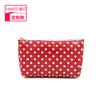 Bolsa de Cosméticos Personalizada por el Fabricante con Estampado de Lunares Lienzo Recubierto Bolsa de Cosméticos de Viaje Rojo Sandía Mano Monedero de Noche