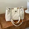 Bolsa de ombro com corrente de padrão diamante de alta qualidade transfronteiriça, bolsa tipo saco moderna e fashion, bolsa de ombro e transversal com design estiloso de nicho