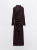 Vestido midi decorativo plisado nuevo en stock para mujer de comercio exterior europeo y americano estilo AliExpress