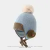 Gorro para Bebé para Otoño e Invierno, Lindo Gorro de Punto con Pompón, Engrosado para Bebés y Niños Pequeños, Gorro con Protección para las Orejas