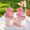 2026 Día de la Madre Feliz Decoración de Pastel Tarjeta de Corazón Acrílico Cadena de Perlas Topper Feliz Día de la Madre