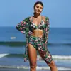 Mingyi Nueva Moda Europea y Americana Sexy Bikini de Baño para Mujer Bikini de Tres Piezas BIKINI Traje de Baño para Mujer Estampado Multicolor