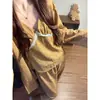 Camisola de Encaje Patchwork Retro Francesa Pijama para Mujer Otoño Lujo Ligero Temperamento Cárdigan Pantalones Largos Ropa de Casa Conjunto de Tres Piezas