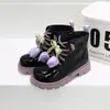 Zapatos de Felpa Corta de Doble Algodón Estilo Nuevo de Invierno para Niños, Botas de Cuero Estilo Coreano para Niñas, Botas Cortas para Niños, Botas Martin de Media Pantorrilla 3998