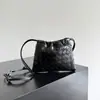 2026 Nueva Bolsa Tejida Estilo Bolsa de Basura Primavera y Verano Nueva Bolsa para Mujer Cuero Genuino Nicho Mini Bolso Cruzado con Cordón