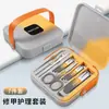 Set de Cortauñas Alemán Maletín Portátil Cortauñas Oblicuo Limpiaorejas Cortauñas Anti-Salpicaduras Herramienta de Manicura