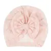 Gorro de jacquard con lazo para recién nacido transfronterizo, gorro fetal de color liso para bebé, sombrero de encaje transpirable para verano, 5 colores