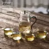 Tetera para uso doméstico con filtro, tetera Song estilo antiguo, juego de té, cafetera de té, transparente con tapa, asa colorida, tetera pequeña de mano