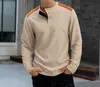 Comércio Exterior Transfronteiriço Amazon Novo Masculino Waffle Casual Versátil Duas Cores Gola Alta Abotoado Manga Longa Henry