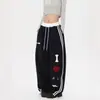 Calça Wide Leg com Estampa de Coração e Letras Estilo Americano para Mulheres, Solta e Fluida, Novo Estilo Fino para Início de Primavera e Outono, Caimento Solto, Calça Casual Emagrecedora