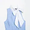 Para Comercio Exterior Europeo y Americano Transfronterizo Ropa de Mujer Aliexpress Venta Caliente Moda Versátil Camiseta sin Mangas Rayada Decorada con Lazo