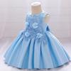 Amazon Europeo y Americano Vestido Nuevo para Bebé Niña Calcomanía Perlas Vestido de Princesa Infantil Disfraces para Banquete de Cumpleaños