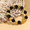 Pulsera de Oro Duro Imitación 3D 99 Conservación del Color Oro Arena Vietnamita Pulsera Valiente para Hombre Passepartout Obsidiana De Larga Data