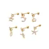 Aretes de Acero Inoxidable de Venta Caliente Transfronteriza 0.8X6mm con Colgante de Circonita Joyería para Piercing de Hélice Auricular Venta al por Mayor