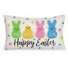 Funda de Almohada Conejo de Pascua Transfronteriza Estilo Ins Cojín de Felpa Decoración Divertida de Vacaciones Funda de Almohada para Sofá de Sala de Estar