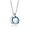 Moda Japonesa y Coreana de Origen Transfronterizo Sencilla Combinable Acero de Titanio Collar de Pareja Personalizado Joyería con Colgante de Tres Anillos y Diamante para Hombres y Mujeres