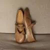 Zapatos Mary Jane de piel de vaca de primera capa súper cómodos, estilo vintage, punta redonda, cierre de velcro, tacón bajo, zapatos de vestir de temperamento para mujer