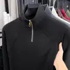 Sudadera de Terciopelo Doble Cara para Hombre, Top Básico de Media Cremallera para Primavera y Otoño, Cuello Alto Casual, Camiseta Cálida de Manga Larga para Hombre