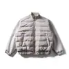 Ru Meng Invierno Tendencia Marca Simple Moda Chaqueta de Plumas Hombres Holgada Pluma de Pato Blanca Cuello Alto Mangas Patchwork Mezcla de Lana Top Casual