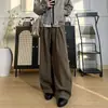 Pantalones casuales de línea A con pliegues y estampado de trigo para hombre, pantalones de pierna ancha estilo "old money" de otoño, holgados y no voluminosos, pantalones ligeramente acampanados