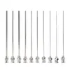 Aguja dispensadora de acero inoxidable de 120 mm, Jeringa de laboratorio extendida para dispensar pegamento, Tubo de aguja metálico de boca plana con punta de aguja