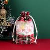 Novo Natal xadrez saco de algodão janela cordão espartilho saco de doces de Natal Natal xadrez de algodão espartilho bolso