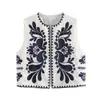 Comercio exterior al por mayor verano nuevo estilo europeo y americano bordado cuello redondo cárdigan moda chaleco Joker