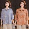 Camisa de primavera para abuelas mayores, camisa de primavera y verano para mujeres mayores, cárdigan estilo occidental para madres de mediana edad y ancianas.