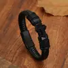 Pulsera de cuero trenzado simple punk transfronteriza de Amazon para hombre, pulsera de cuero con cruz, hebilla magnética, fabricantes de joyería