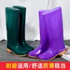 Botas de lluvia antideslizantes de caña alta para mujer, botas de goma impermeables para adultos para uso en exteriores en días lluviosos, zapatos de agua de caña media de verano
