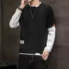 Stock de fábrica: camiseta de manga larga para hombre, nuevo estilo primavera/otoño, corte holgado, cuello redondo, capa base, sudadera de marca de moda