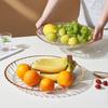 Plato de fruta de PET transparente, plato grande redondo para aperitivos, plato de almacenamiento de escritorio para sala de estar, plato de fruta creativo con forma de pétalo