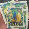 Imagen de Thangka de Buda de la Medicina Pintada Puramente a Mano, Núcleo de Thangka Tamaño Tarjeta 4*5
