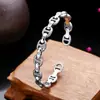 Pulsera de plata de ley 925 con nariz de cerdo al por mayor para hombre y mujer, apertura ajustable, pulsera de plata tailandesa, tendencia retro, joyería antigua