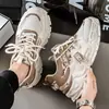 2025 Sapatos Masculinos Novo Verão Malha Respirável Juventude Marca Moderna Esportivo Solado Grosso Antiderrapante Casual Branco Sapatos de Papai