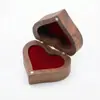 Caja de Anillo en Forma de Corazón de Madera Maciza Vintage, Caja para Anillo de Compromiso de Madera de Nogal Negro, Caja para Anillo de Boda Estilo Europeo y Americano, En Stock