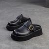 Shanghai Jiejie 2025 Verão Novos Chinelos de Solado Grosso Estilo Britânico Outwear Pequenos Sapatos Casuais Femininos de Aumento de Altura