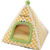 Ninho para Pet Ninho para Gato Outono e Inverno Semi-Fechado Quente Grande Espaço Tenda Ninho Amarelo Tridimensional Cão com Olhos Grandes Cama para Cachorro