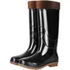 Botas de lluvia altas de invierno, forradas de felpa para abrigar, engrosadas para protección extra, impermeables, duraderas, estilo nuevo, botas largas para hombre, botas de agua antideslizantes para cocina