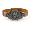 Pulseira de Couro com Vários Padrões Vintage em Estoque Estilo Punk Europeu e Americano Fecho de Liga Metálica Desgastada Pulseira de Couro Joias Masculinas