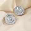 Nuevos Pendientes de Clip Redondos Sencillos Estilo Francés con Patrón de Martillo sin Agujeros para Orejas para Mujer Moda Anillos de Aro con Hilo en Espiral para Venta Caliente Transfronteriza