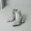 Nuevas botas británicas de otoño e invierno con lentejuelas, punta fina, caña corta, estilo caballero, tacón grueso, tallas 33-43, botas de comercio exterior