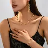 Conjunto de tres piezas de collar, pendientes y pulsera con cadena geométrica retro europeo y americano, superventas transfronterizo, conjunto de lujo ligero de alta gama al por mayor