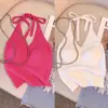 Camisola Estilo Dopamina con Cuello Halter para Mujer, Estilo Delgado de Verano, Adecuada para Usar en la Playa o como Prenda Exterior, Top Básico Dulce y Picante para Chicas