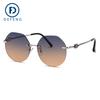 Gafas de sol sin marco con borde, gafas de sol con degradado de dos colores, gafas de protección solar poligonales para mujer, doble temblor en vivo