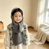Conjunto de cachecol e gorro de tricô infantil, quente e à prova de vento, com proteção para as orelhas, adequado para outono e inverno, projetado para meninas e bebês