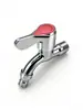 Grifo de Agua de Latón para Lavadora, Rosca Macho G1/2, Grifo Exterior de Agua Fría Única, Grifo de Lavabo de Cromo Pulido con Manija Roja para Lavandería, Jardín, Balcón, Conexión de Agua