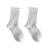 Meias brancas femininas 10A antibacterianas, resistentes a odores, hipoalergênicas, meias confortáveis de cano médio, absorventes de suor, respiráveis, meias de maternidade sem costura