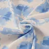 Vestido-Camisa de Linho com Impressão Digital de Fibra de Poliéster 100% Face Única Primavera, Verão e Outono Tecido Respirável Tie-Dye Retrô