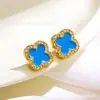 Explosiones Transfronterizas de Amazon Estilo Europeo y Americano Pulsera de la Suerte de Cuatro Hojas Incrustada de Diamantes Unilateral Moda Femenina Pulsera Personalizada Versátil